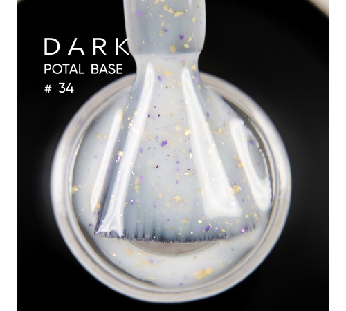 База для нігтів DARK Potal Base №34, біла з поталлю, 15 мл