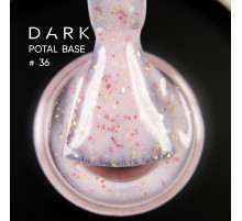 База для нігтів DARK Potal Base №36, рожева з поталлю, 15 мл