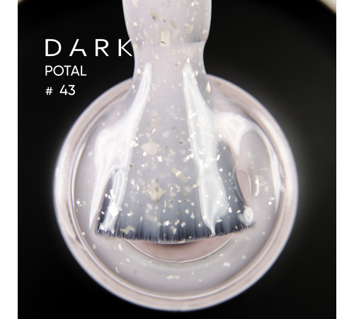 База для нігтів DARK Potal Base №43, молочно-рожева з поталлю, 15 мл
