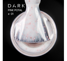 База для нігтів DARK PRO base Pink Potal №01, молочна з поталлю, 15 мл