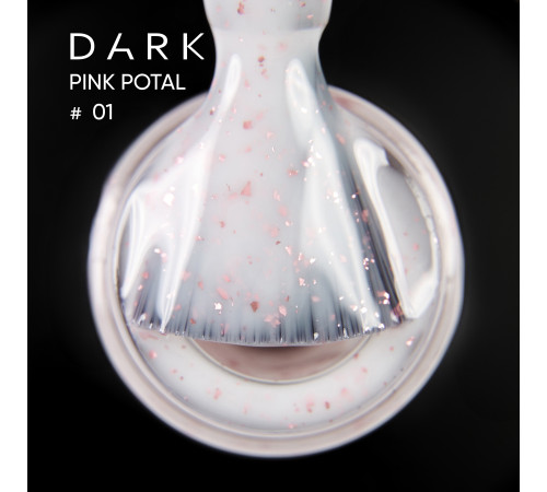 База для нігтів DARK PRO base Pink Potal №01, молочна з поталлю, 15 мл