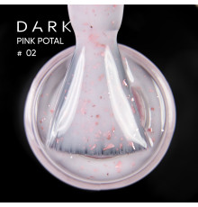 База для нігтів DARK PRO base Pink Potal №02, рожева з поталлю, 15 мл