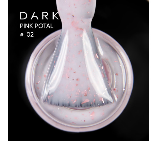 База для нігтів DARK PRO base Pink Potal №02, рожева з поталлю, 15 мл