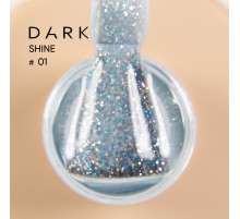 База для нігтів DARK PRO base Shine №01, молочно-блакитна з блискітками, 15 мл