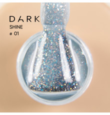 База для ногтей DARK PRO base Shine №01, молочно-голубая с блестками, 15 мл