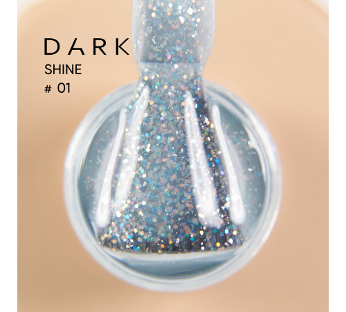 База для нігтів DARK PRO base Shine №01, молочно-блакитна з блискітками, 15 мл