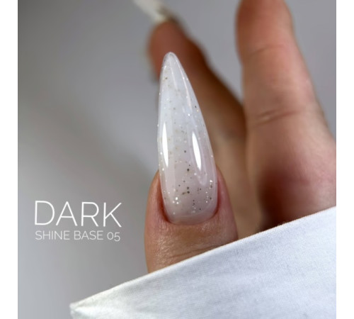 База для нігтів DARK PRO base Shine №05, молочна з золотими блискітками, 15 мл