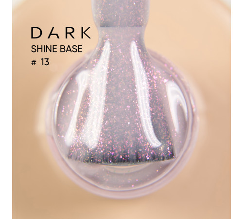 База для нігтів DARK PRO base Shine №13, персикова з рожевим шиммером, 15 мл