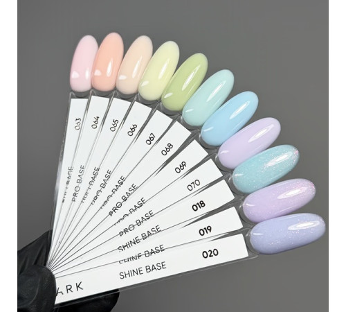 DARK PRO base Shine nail base №20, cornflower blue with pink shimmer, 15 ml