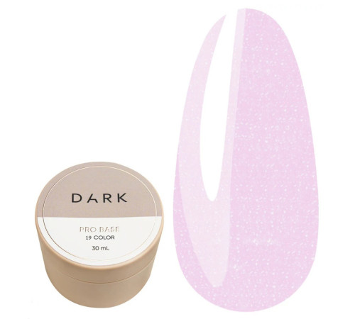 Nail base DARK PRO base No. 19, milky pink with shimmer, 30 ml