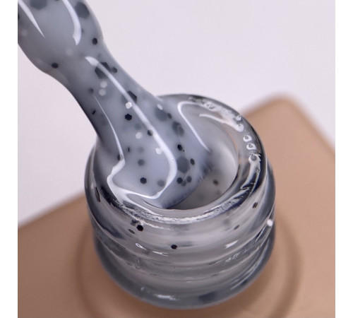 Nail base DARK Yogurt Base No. 01, milky with black and white crumbs, 10 ml